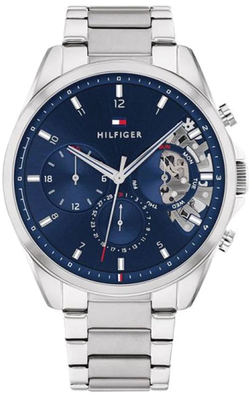 Tommy Hilfiger Baker Quartz Blue Dial Silver Steel Strap Watch For Men - 1710448 Buy Now By Tommy Hilfiger