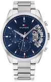 Tommy Hilfiger Baker Quartz Blue Dial Silver Steel Strap Watch For Men - 1710448 Buy Now By Tommy Hilfiger