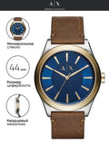 Armani Exchange Nico Quartz Blue Dial Brown Leather Strap Watch For Men - AX2334 Buy Now By Armani Exchange