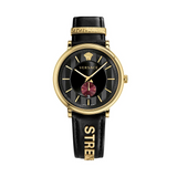 Versace V-Circle Manifesto Edition Black Dial Black Leather Strap Watch for Men - VBQ050017 Buy Now By Versace