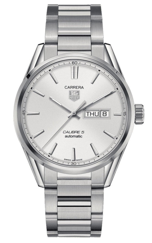 Tag Heuer Carrera Calibre 5 Automatic White Dial Silver Steel Strap Watch for Men - WAR201B.BA0723 Buy Now By Tag Heuer