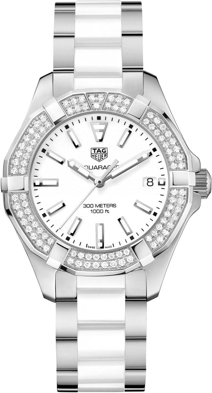Tag Heuer Aquaracer Diamonds White Dial Two Tone Steel Strap Watch for Women - WAY131F.BA0914 Buy Now By Tag Heuer