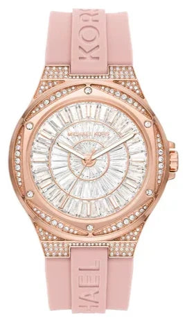 Michael Kors Lennox Three-Hand Analog White Dial Pink Silicone Strap Watch For Women - MK7334 Buy Now By Michael Kors