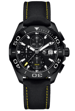 Tag Heuer Aquaracer Chronograph PVD Black Dial Black Nylon Strap Watch for Men - CAY218A.FC6361 Buy Now By Tag Heuer