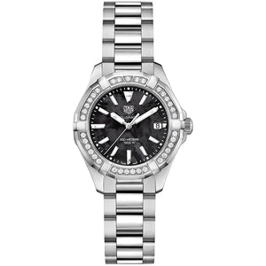 Tag Heuer Aquaracer Quartz Diamonds Black Dial Silver Steel Strap Watch for Women - WAY131P.BA0748 Buy Now By Tag Heuer