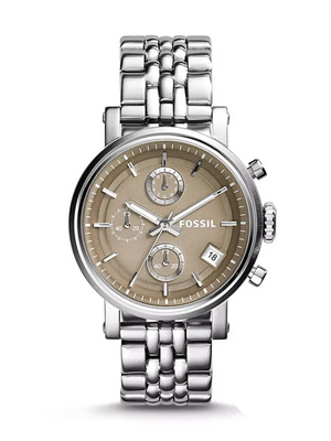 Fossil Boyfriend Chronograph Brown Dial Silver Steel Strap Watch for Women - ES3747 Buy Now By Fossil