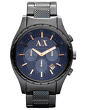 Armani Exchange Chronograph Blue Dial Grey Steel Strap Watch For Men - AX1166 Buy Now By Armani Exchange