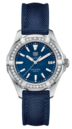Tag Heuer Aquaracer Quartz Diamonds Blue Dial Blue Nylon Strap Watch for Women - WAY131N.FT6091 Buy Now By Tag Heuer