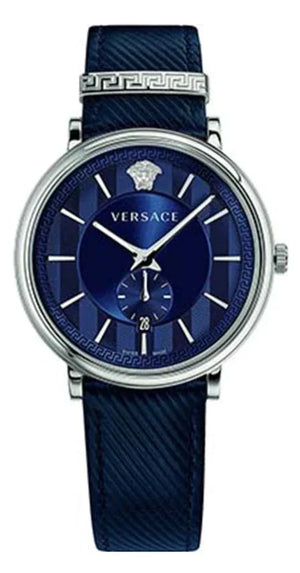 Versace Menifesto Quartz Blue Dial Blue Leather Strap Watch For Men - VBQ01017 Buy Now By Versace