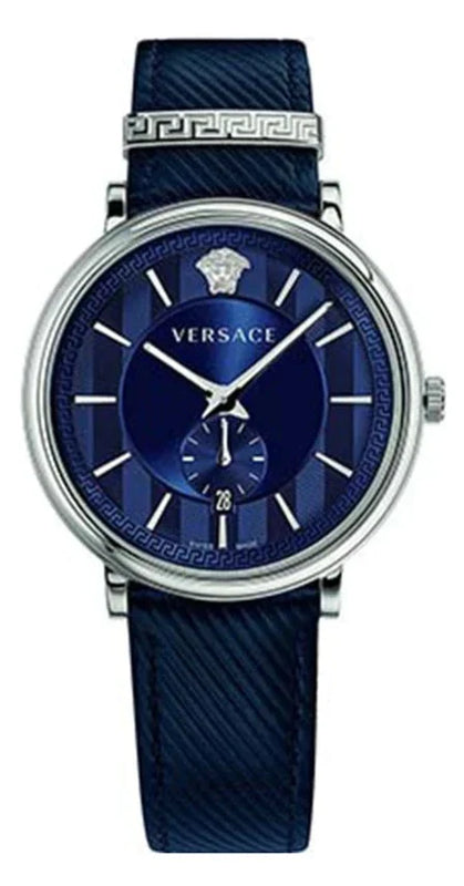 Versace Menifesto Quartz Blue Dial Blue Leather Strap Watch For Men - VBQ01017 Buy Now By Versace