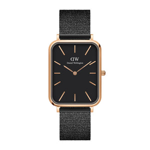 Daniel Wellington Quadro Pressed Ashfield Black Dial Black Mesh Strap Watch for Women - DW00100467 Buy Now By Daniel Wellington