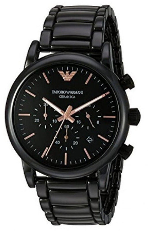 Emporio Armani Luigi Ceramic Chronograph Black Dial Black Strap Watch For Men - AR1509 Buy Now By Emporio Armani