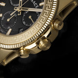 Versace Greca Action Chronograph Black Dial Gold Steel Strap Watch For Men - VE3J00622 Buy Now By Versace