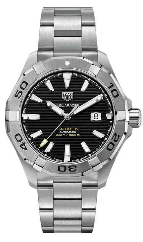 Tag Heuer Aquaracer Automatic Black Dial Silver Steel Strap Watch for Men - WAY2010.BA0927 Buy Now By Tag Heuer