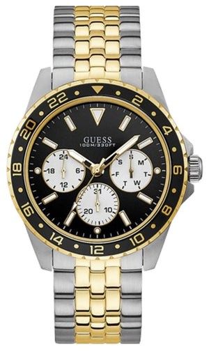 Guess Odyssey Black Dial Two Tone Steel Strap Watch For Men - W1107G6 Buy Now By Guess