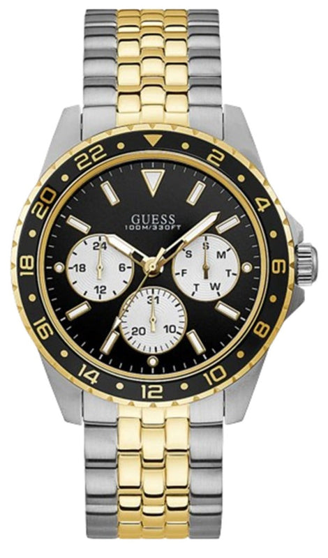 Guess Odyssey Black Dial Two Tone Steel Strap Watch For Men - W1107G6 Buy Now By Guess