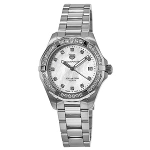 Tag Heuer Aquaracer Diamonds White Mother of Pearl Dial Silver Steel Strap Watch for Women - WBD1315.BA0740 Buy Now By Tag Heuer