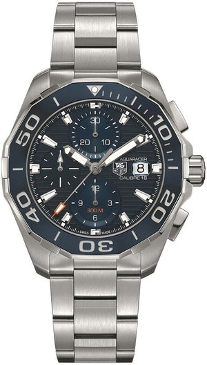 Tag Heuer Aquaracer Calibre 16 43mm Blue Dial Silver Steel Strap Watch for Men - CAY211B.BA0927 Buy Now By Tag Heuer