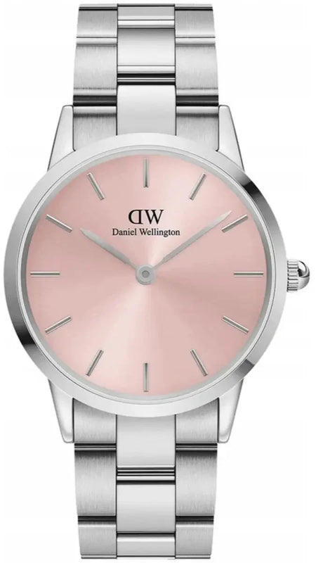Daniel Wellington Iconic Pink Dial Silver Steel Strap Watch For Women - DW00100329 Buy Now By Daniel Wellington