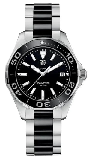 Tag Heuer Aquaracer Quartz Black Dial Two Tone Steel Strap Watch for Men - WAY131A.BA0913 Buy Now By Tag Heuer