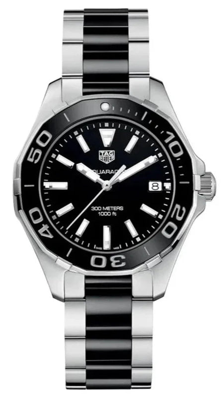 Tag Heuer Aquaracer Quartz Black Dial Two Tone Steel Strap Watch for Men - WAY131A.BA0913 Buy Now By Tag Heuer