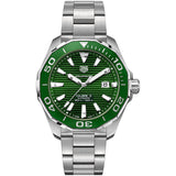Tag Heuer Aquaracer Calibre 5 Green Dial Silver Steel Strap Watch for Men - WAY201S.BA0927 Buy Now By Tag Heuer