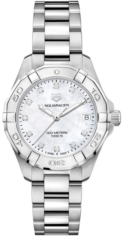 Tag Heuer Aquaracer Diamonds White Mother of Pearl Dial Silver Steel Strap Watch for Women - WBD1314.BA0740 Buy Now By Tag Heuer