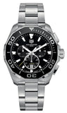Tag Heuer Aquaracer Quartz Chronograph Black Dial Silver Steel Strap Watch for Men - CAY111A.BA0927 Buy Now By Tag Heuer