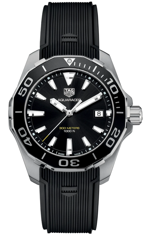 Tag Heuer Aquaracer Black Dial Black Rubber Strap Watch for Men - WAY111A.FT6151 Buy Now By Tag Heuer