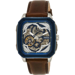 Fossil Inscription Automatic Skeleton Blue Dial Brown Leather Strap Watch for Men - BQ2571 Buy Now By Fossil