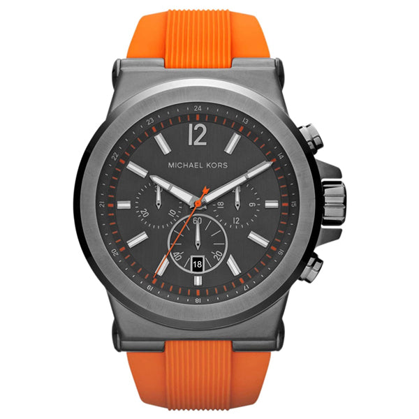 Michael Kors Dylan Chronograph Grey Dial Orange Rubber Strap Watch for Men - MK8296 Buy Now By Michael Kors