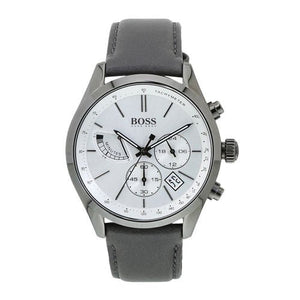 Hugo Boss Grand Prix White Dial Grey Leather Strap Watch for Men - 1513633 Buy Now By Hugo Boss