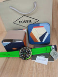 Fossil Bannon Chronograph Grey Dial Green Silicone Strap Watch for Men - BQ2501 Buy Now By Fossil