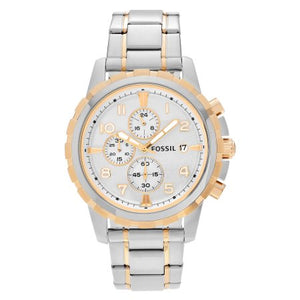Fossil Dean Chronograph White Dial Silver Steel Strap Watch for Men - FS4795 Buy Now By Fossil