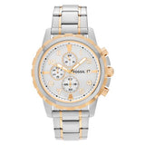Fossil Dean Chronograph White Dial Silver Steel Strap Watch for Men - FS4795 Buy Now By Fossil