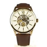Fossil Flynn Mechanical Skeleton Beige Dial Brown Leather Strap Watch for Men - BQ2215 Buy Now By Fossil