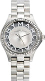 Marc Jacobs Henry Transparent Silver Dial Silver Steel Strap Watch for Women - MBM3337 Buy Now By Marc Jacobs