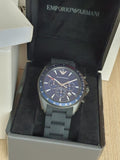 Emporio Armani Sigma Chronograph Blue Dial Black Silicone Strap Watch For Men - AR6121 Buy Now By Emporio Armani