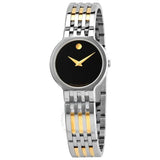 Movado Veturi Quartz Black Dial Two Tone Steel Strap Watch for Women - 0606933 Buy Now By Movado