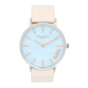 Coach Perry Blue Mother of Pearl Dial White Leather Strap Watch for Women - 14503270 Buy Now By Coach