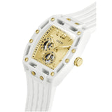 Guess Phoenix Analog Gold Dial White Silicone Strap Watch For Men - GW0499G5 Buy Now By Guess