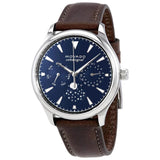 Movado Heritage Moonphase Blue Dial Brown Leather Strap Watch For Women - 3650009 Buy Now By Movado