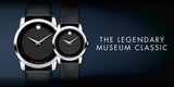 Movado Museum Black Dial Black Leather Strap Watch For Men - 606502 Buy Now By Movado