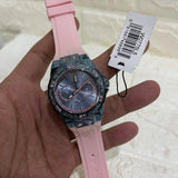 Guess Limelight Blue Dial Pink Rubber Strap Watch For Women - W0775L5 Buy Now By Guess