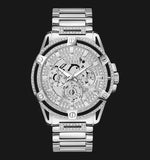 Guess King Quartz Silver Dial Silver Steel Strap Watch For Men - GW0497G1 Buy Now By Guess