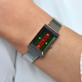Gucci G Frame Red and Green Dial Silver Mesh Bracelet Watch For Women - YA147401 Buy Now By Gucci