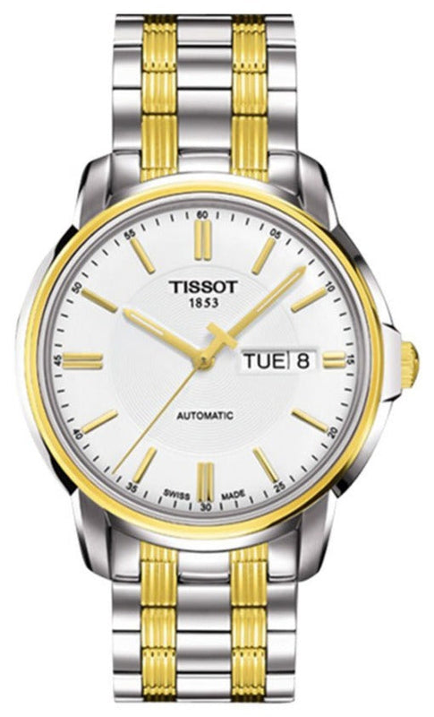 Tissot T Classic Automatics III White Dial Two Tone Steel Strap Watch For Men - T065.430.22.031.00 Buy Now By Tissot