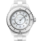 Chanel J12 Diamonds Mother of Pearl White Dial White Steel Strap Watch for Women - J12 H5704 Buy Now By Chanel