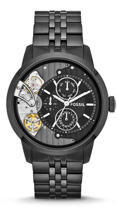 Fossil Townsman Mechanical Black Dial Black Steel Strap Watch for Men - ME1136 Buy Now By Fossil