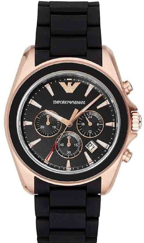 Emporio Armani Sigma Chronograph Black Dial Black SIlicon Strap Watch For Men - AR6066 Buy Now By Emporio Armani